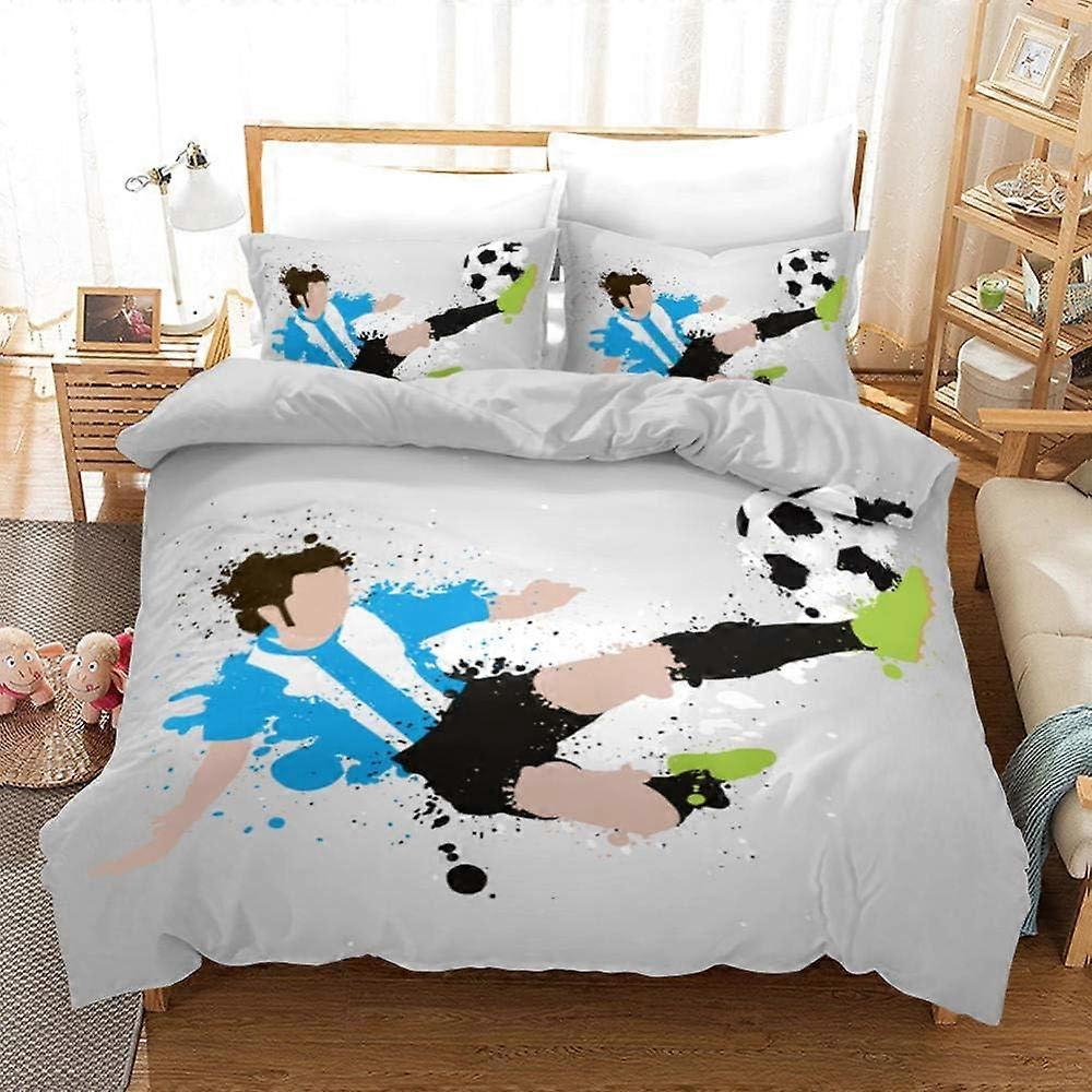Bedding Sets Children's Football Player Bedding Set with Microfibre Duvet Cover and Pillowcase, Digital Print D 135*200 CM