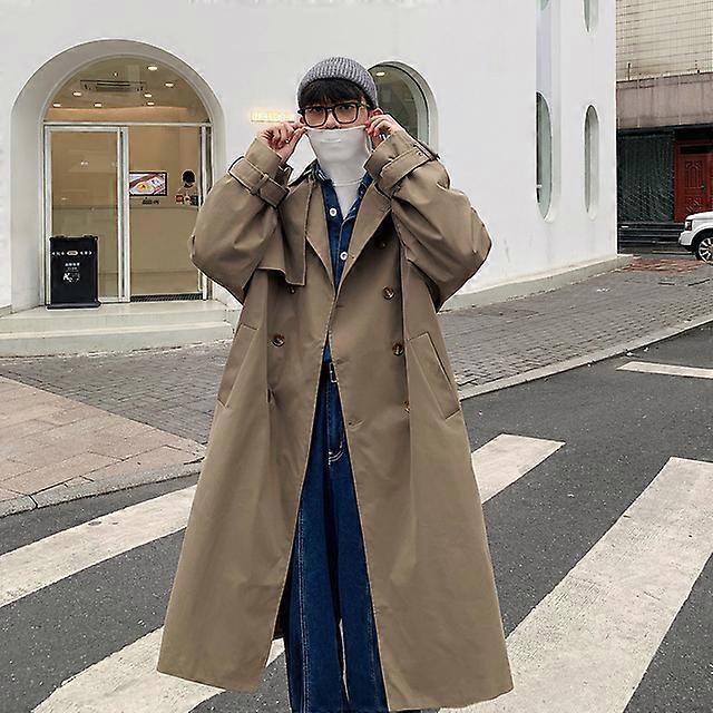 رجالي أزياء الخندق معاطف الخريف الرجال سترة طويلة معاطف أناقة الشارع عارضة الصلبة فضفاضة الخندق سترة واقية بالإضافة إلى حجم 5XL-M