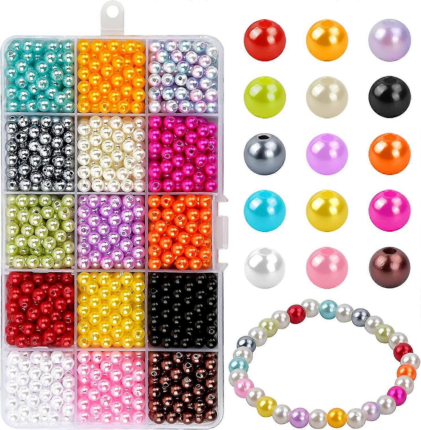 1500pcs 6mm Round Glass Beads Smooth Beads Multi-coloured Pearlescent Beads
