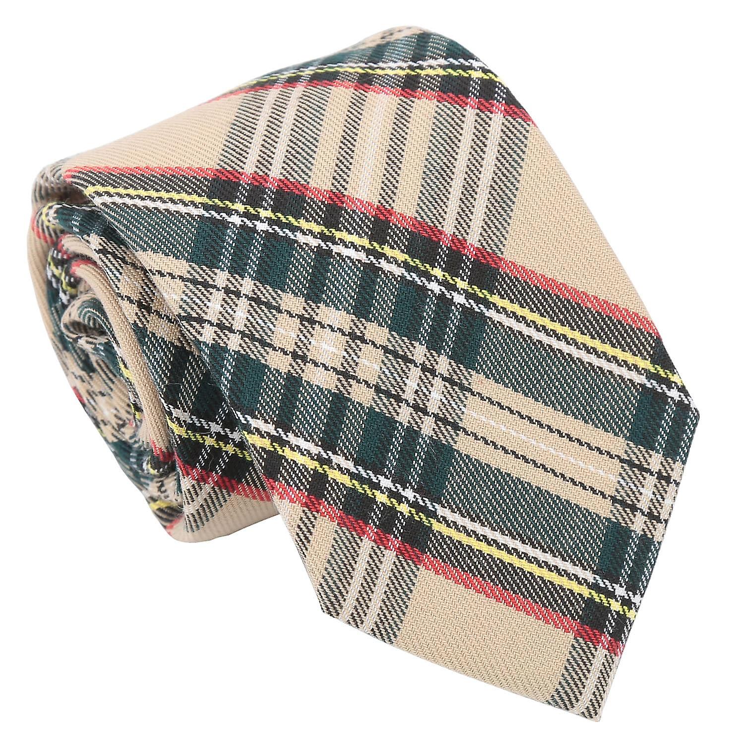 Beige Tartan Plaid Tie