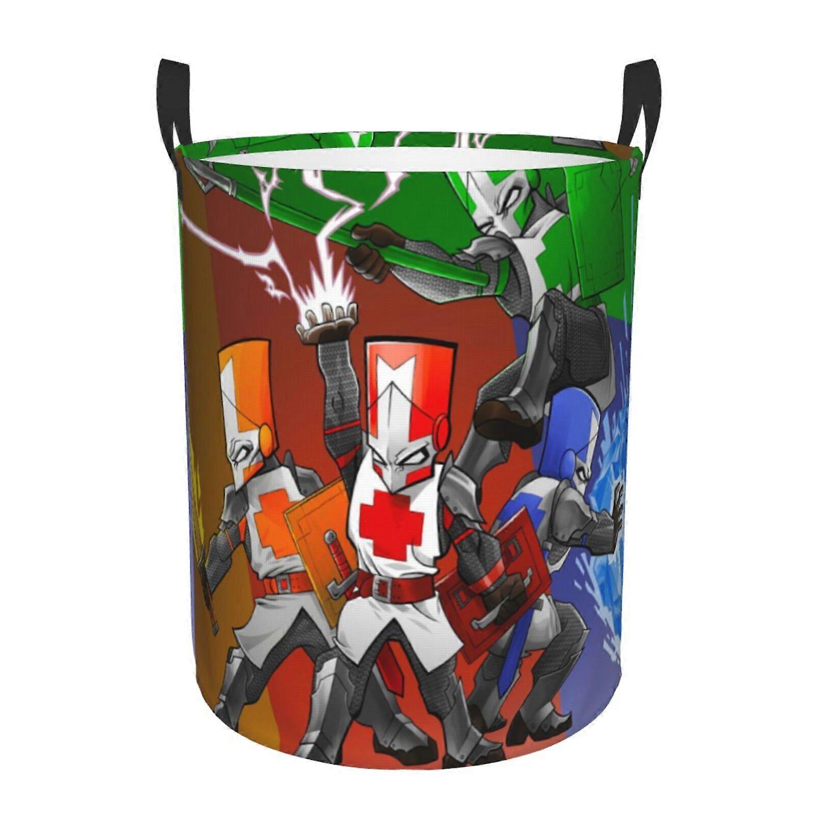 Castle Crashers 3d Graphic Flame Laundry Basket Fire Flame Clothes Hamper Storage With Handle-SYS28178