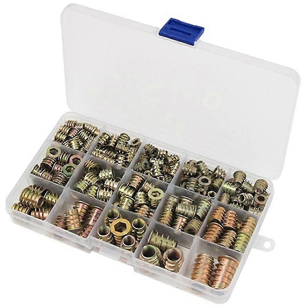 230 Pieces Zinc Alloy Hex Threaded Insert Nuts Threaded Insert Nuts External Thread M4 M5 M6 M8 For Wood Furniture Nut Tool Kit