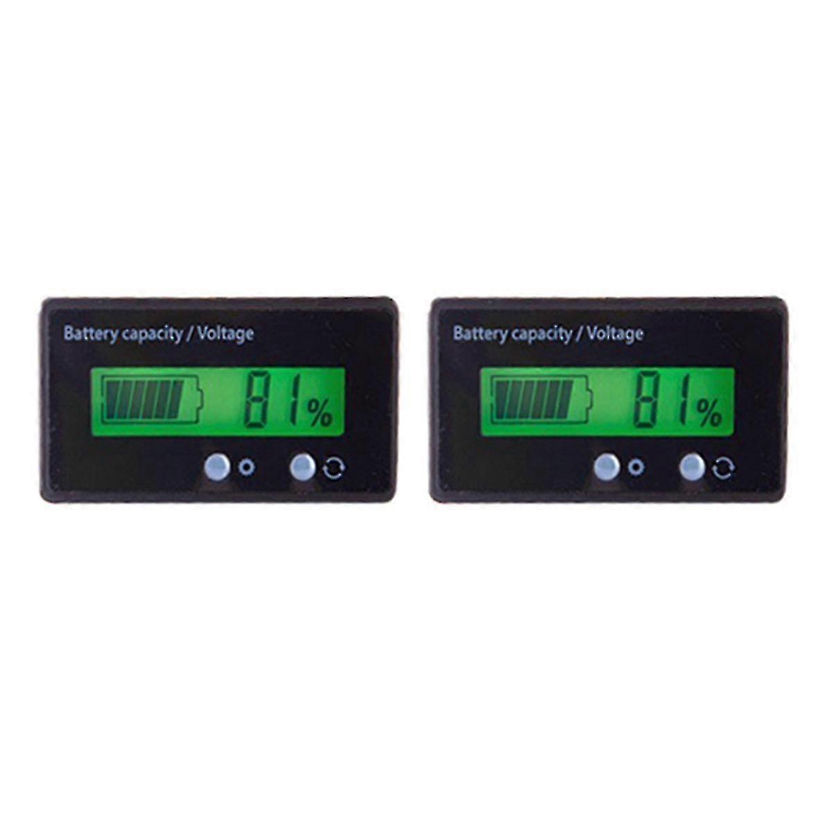 2pcs Dc 12v Battery Meter Front Setting And Switch Key Battery Capacity Voltage Indicator