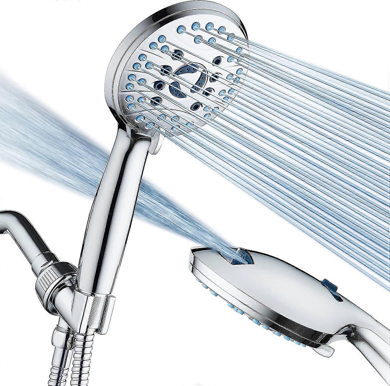 Wabjtam High Pressure 8-mode Handheld Shower Head - Anti-clog Nozzles, Built-in Power Wash To Clean Tub, Tile & Pets, Stainless Steel Hose, Wall & Ove