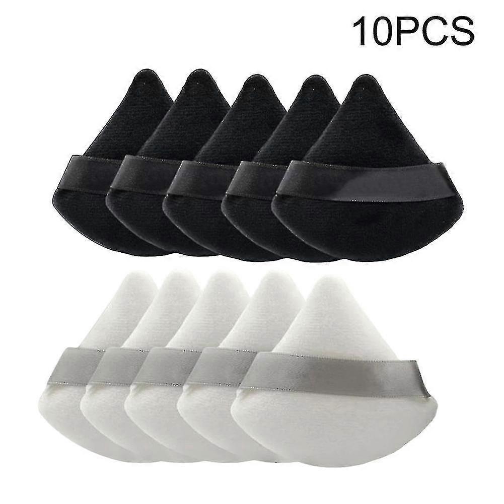 10pcs Face Makeup Tool Accessories Sponge Triangle Shape Powder Puff With Strap