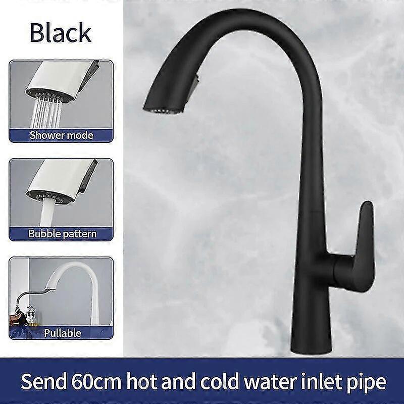 Exquisite Pull-out Kitchen Faucet Full Copper High-end Quality Splash-proof Washing Basin Sink Faucet Hot And Cold Rotating Hidden Nozzle