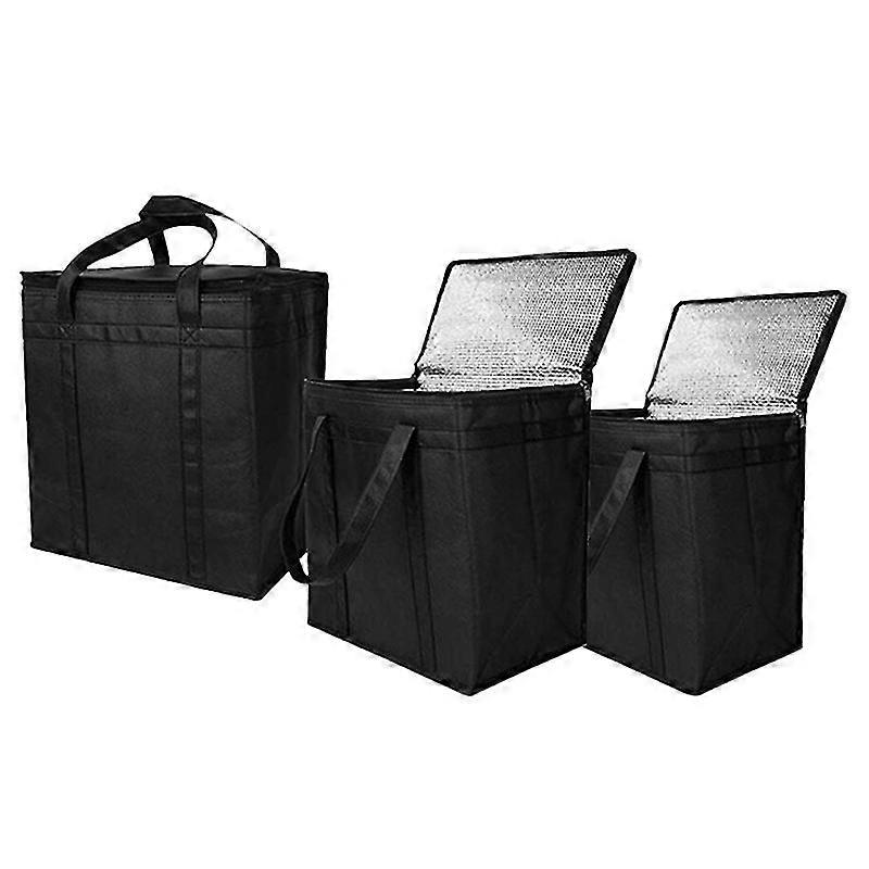 3pack Insulated Reusable Grocery Bag Food Delivery Bag With Dual Zipper