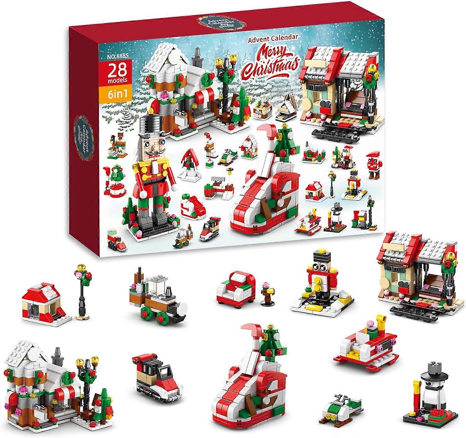 nice Christmas Building Toy Set - Advent Calendar 2024 Countdown to Christmas Playset 24 Collectible 6 In 1 Building Blocks for kids Adults Stocking S