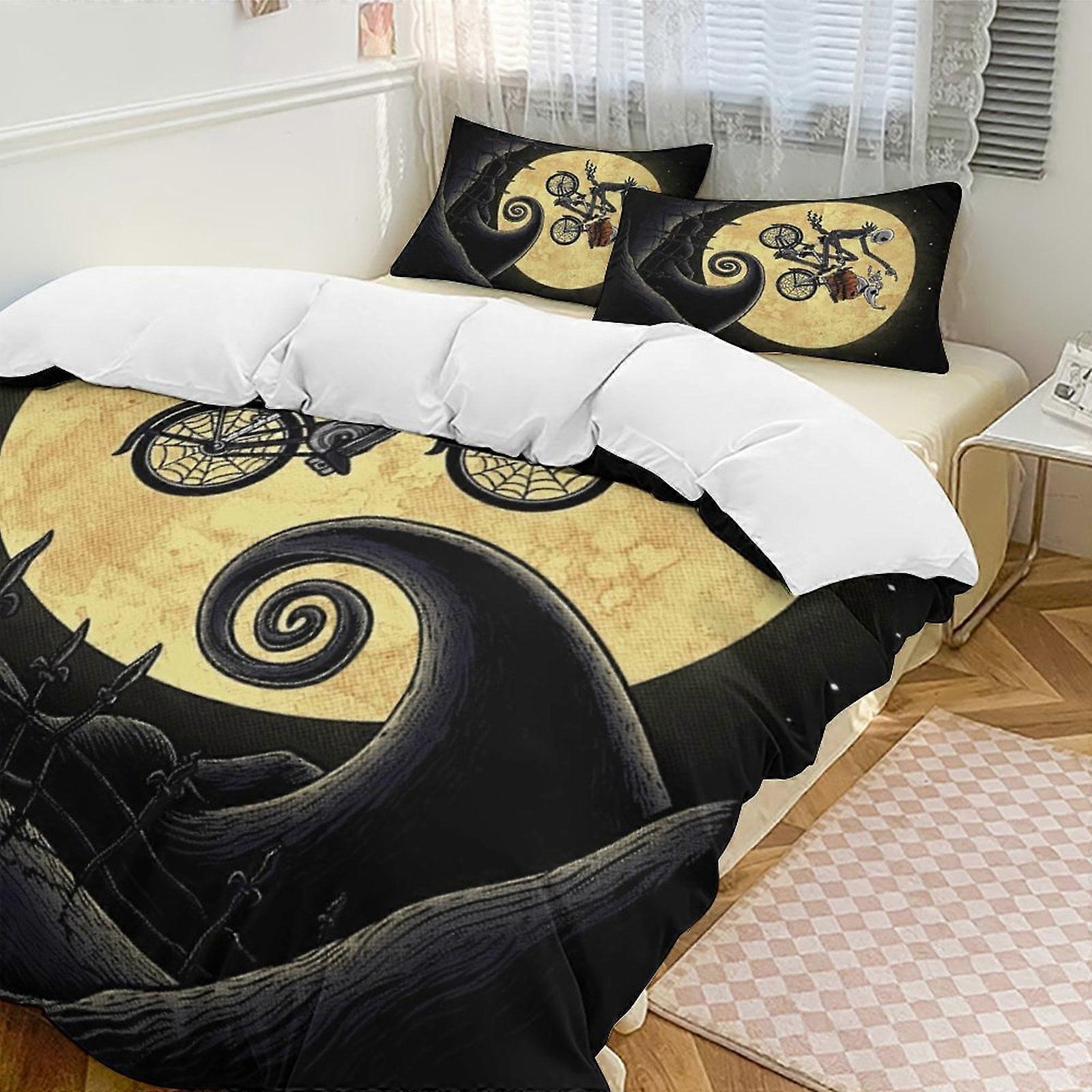 v7157  Bed Sheets Bedding Bike The Nightmare Before Christmas Comforter Set Soft 3 Pcs Twin Bedding Sets Thicken for All Season, 1 Comforter  2 Pillow