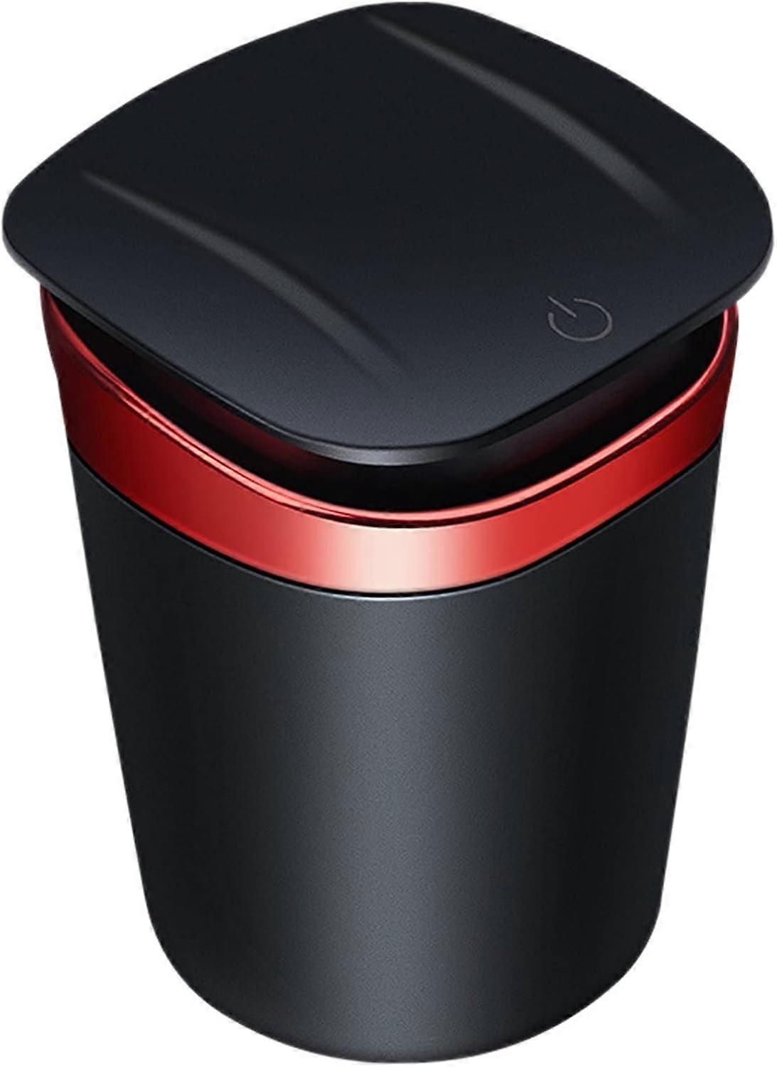 Portable Electric Car Ashtray with Lid with Environmental LED Light Multi-scene Application for Outdoor RV (Red)