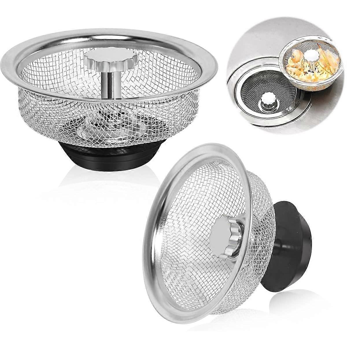 2pcs Kitchen Sink Strainer with Handle and Stopper/Kitchen Sink Drain Strainer Mesh Sifter Filter
