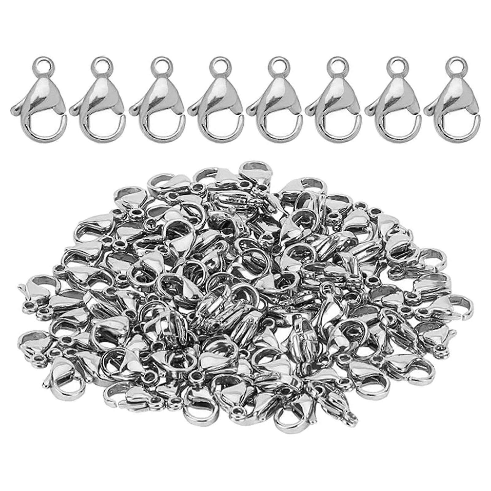 200x Alloy Lobster Clasps Snap Hooks DIY Jewelry Making Keychain Silver
