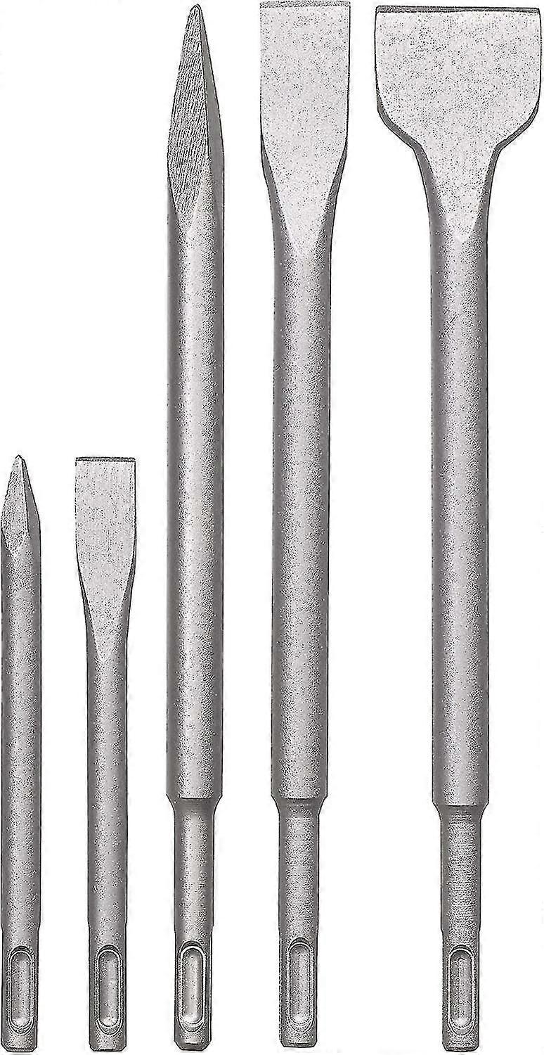 Hammer Drill Chisel Set, Stone And Concrete Chisel Set Of 5 In Plastic Case