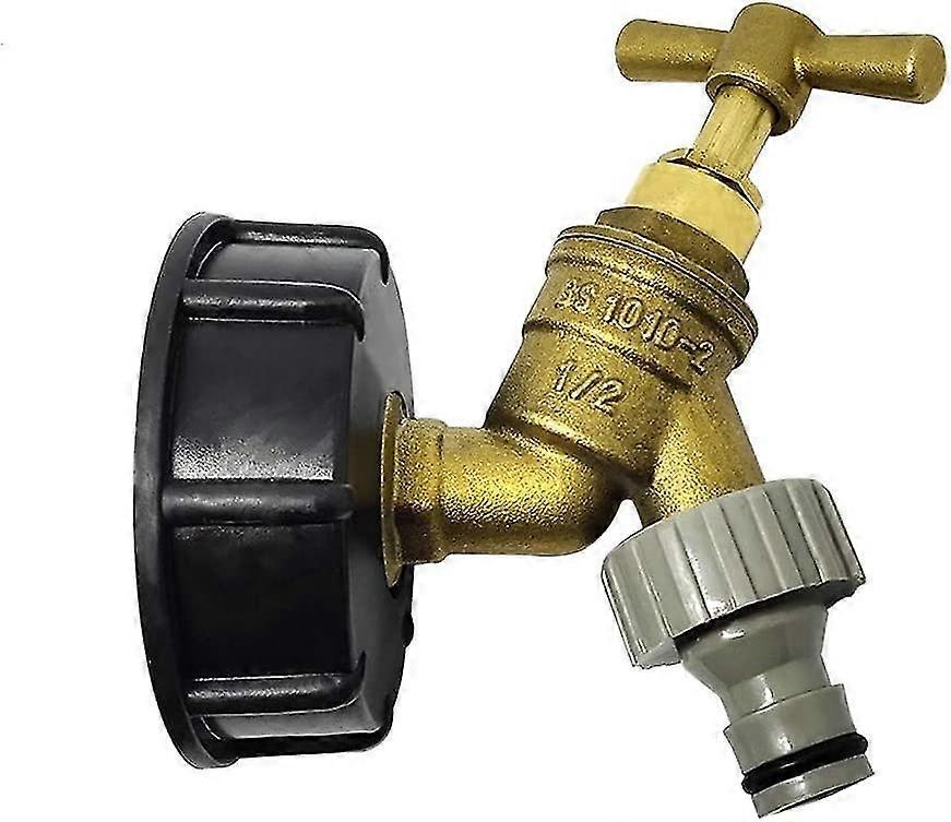 S60x6 Ibc Tank To Brass Garden Tap Adapter With 1/2" Hose Connector: Suitable For Oil, Fuel, Water