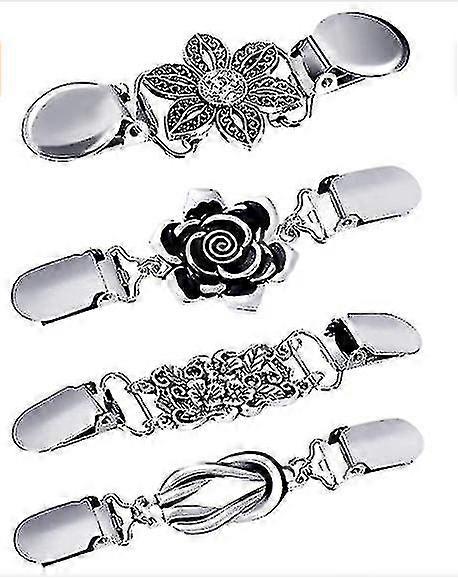 4ピースレトロセーターショールクリップ女性フォーマルシャツブローチクリップ