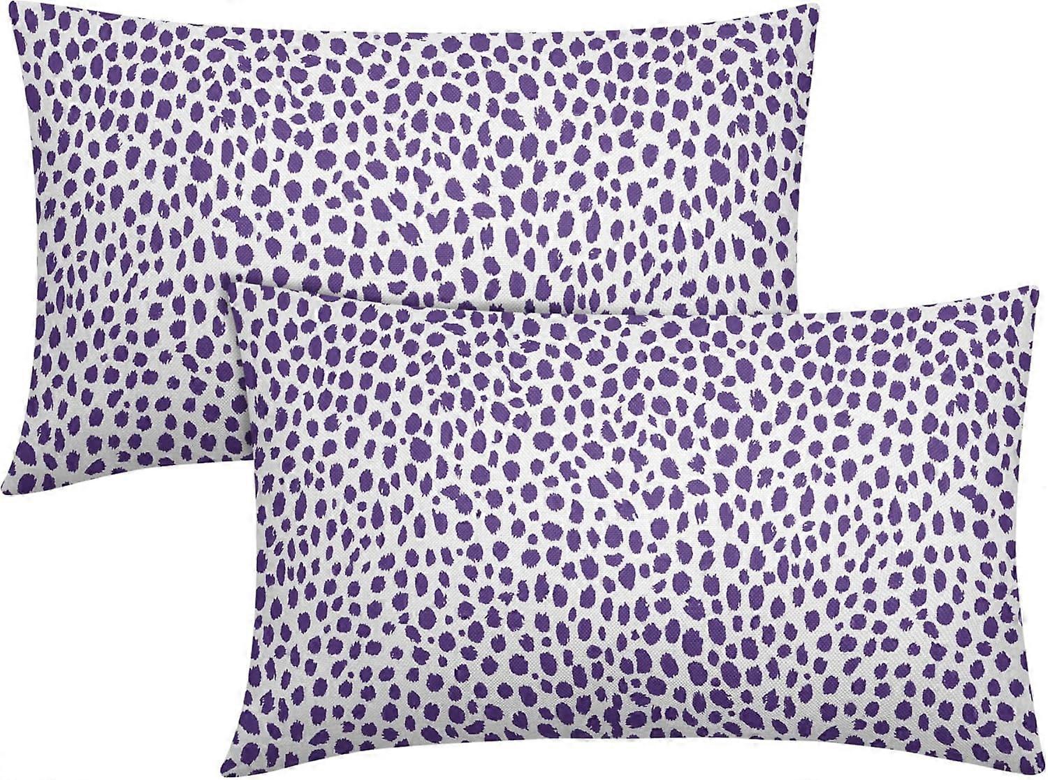 Fialové krémové bedrové obliečky na vankúše 12x20 palcov Boho Design Polka Dot Throw Vankúš Súprava 2 moderných ťahov štetcom Tlač Obliečka na vankúš Bavlnená bielizeň C