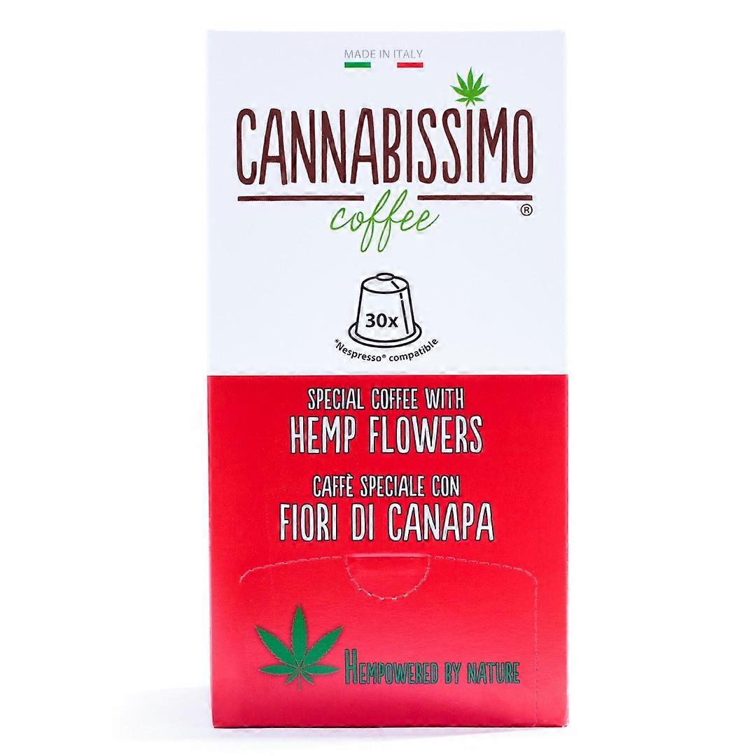 Cannabissimo κουτί καφέ με 30 κάψουλες συμβατές με Nespresso - με φύλλα κάνναβης