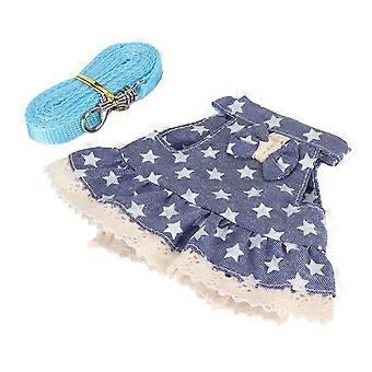 Rabbit Harness and Leash Set Adjustable Soft Cute Blue Star for Small Pets Hamsters Ferrets Guinea P