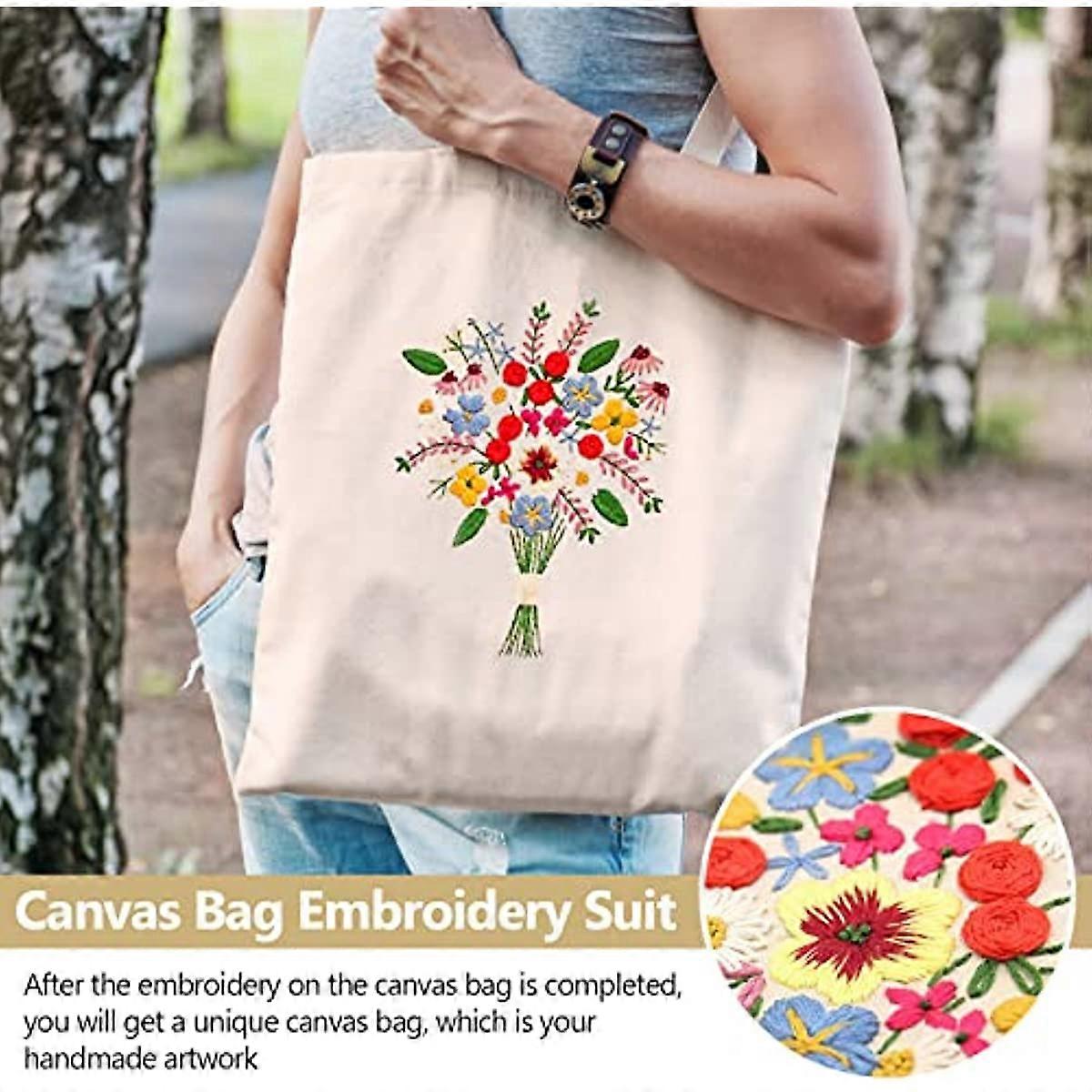 Borsa Organizer Per Ricamo Yarwo - Tascabile Per Telai, Fili E Accessori, Design Elegante (Peonia Nera) - Foto 1