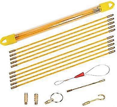 10pcs Cable Rod Set With Hook And Hole Kit,33cm Fiberglass Electrical Cable Threader Running Puller