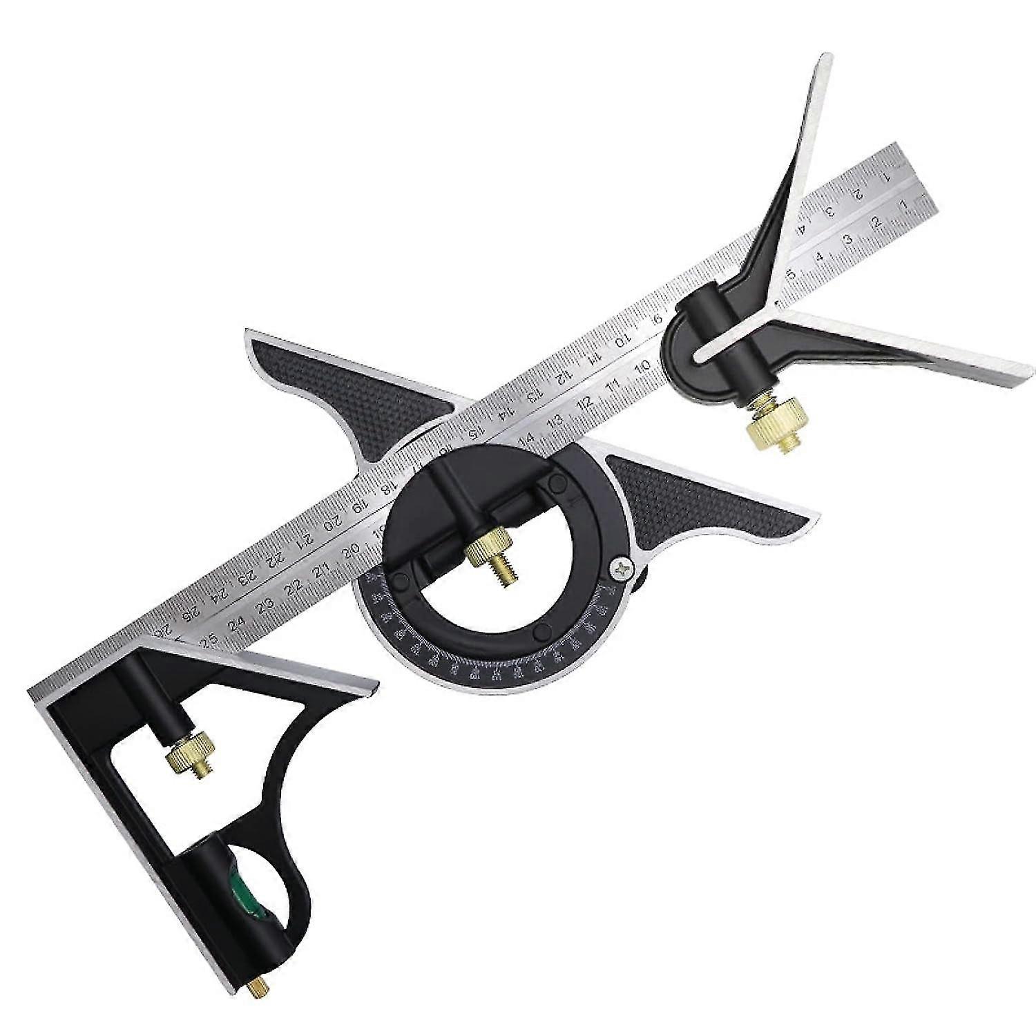 300mm Combination Square, Stainless Steel Combination Angle Ruler, Combination Square With Spirit Level And Handy Line Puller, Ideal For Carpentry Wor
