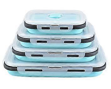 四角いシリコーン折りたたみ弁当箱、冷蔵庫の保管用フレッシュキーピングボックス、弁当箱4個