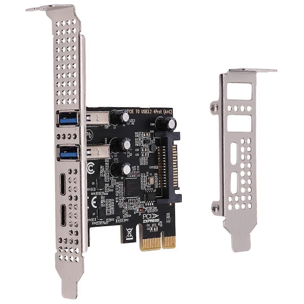 PCI Expansion Card 4-Ports (Type-C+A) USB 3.2 Expansion Card 5Gbps High Speed Hub Driver-Free for Desktop Computer