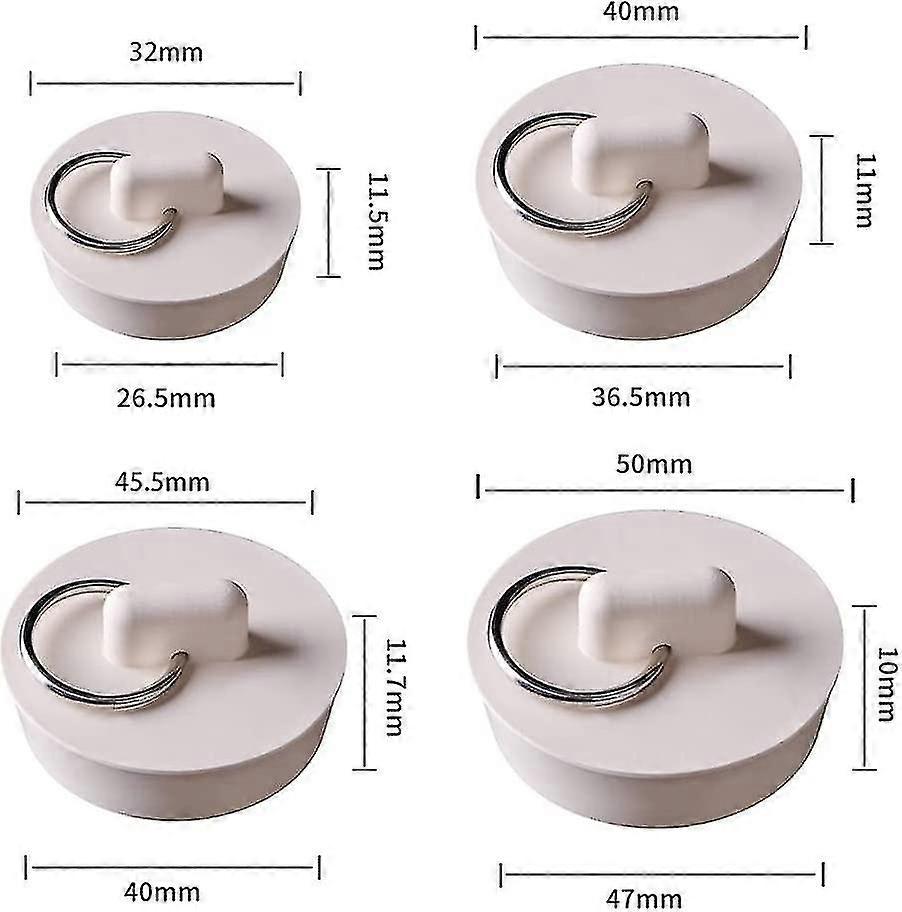 4 قطع مقابس بالوعة مطاطية مع حلقة معلقة سدادات تصريف المطبخ سدادات بالوعة سدادات حمام للمطبخ والحمام وحوض الاستحمام ومغسلة (4 أحجام) A6