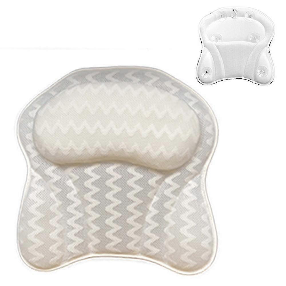 Bath Pillow For Bathtub - 6 Suction Cups Extra Strong Suction Bath Pillows For Tub Neck And Back Support