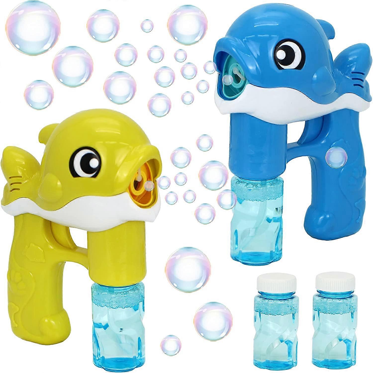 2 Bubble Guns Kit, Whale Automatic Bubble Maker Blower Machine with 4 Bubble Solutions for Kids, Bubble Blaster, Summer Toy, Birthday, Outdoor & Indoo