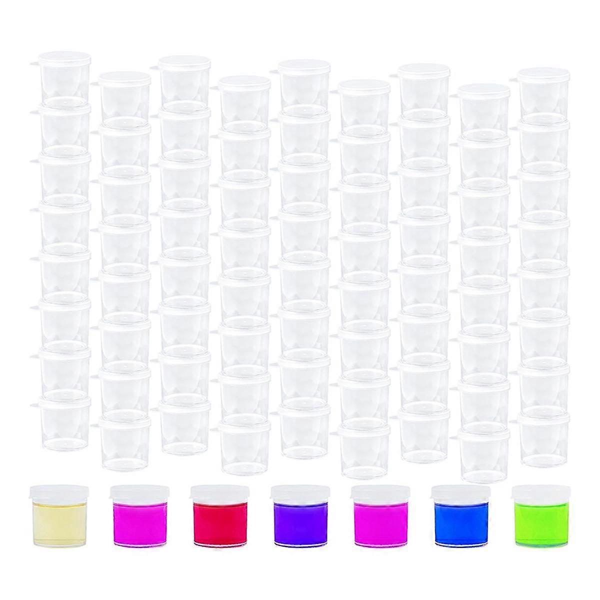 100-Pack Mini Plastic Paint Cups with Lids Paint Container Jars Clear Paint Storage Jars 0.5 Oz (25 Ml)