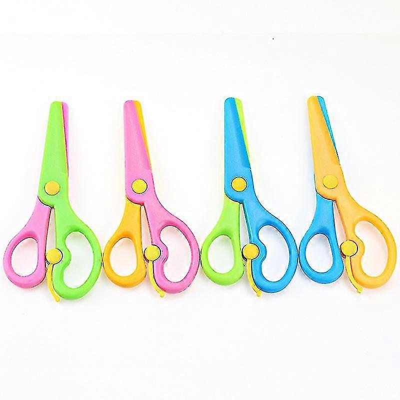 4 Pack Toddler Scissors, Safety Scissors For Kids, Plastic Children Safety Scissors, Dual-colour Preschool Training Scissors For Cutting Tools Paper C
