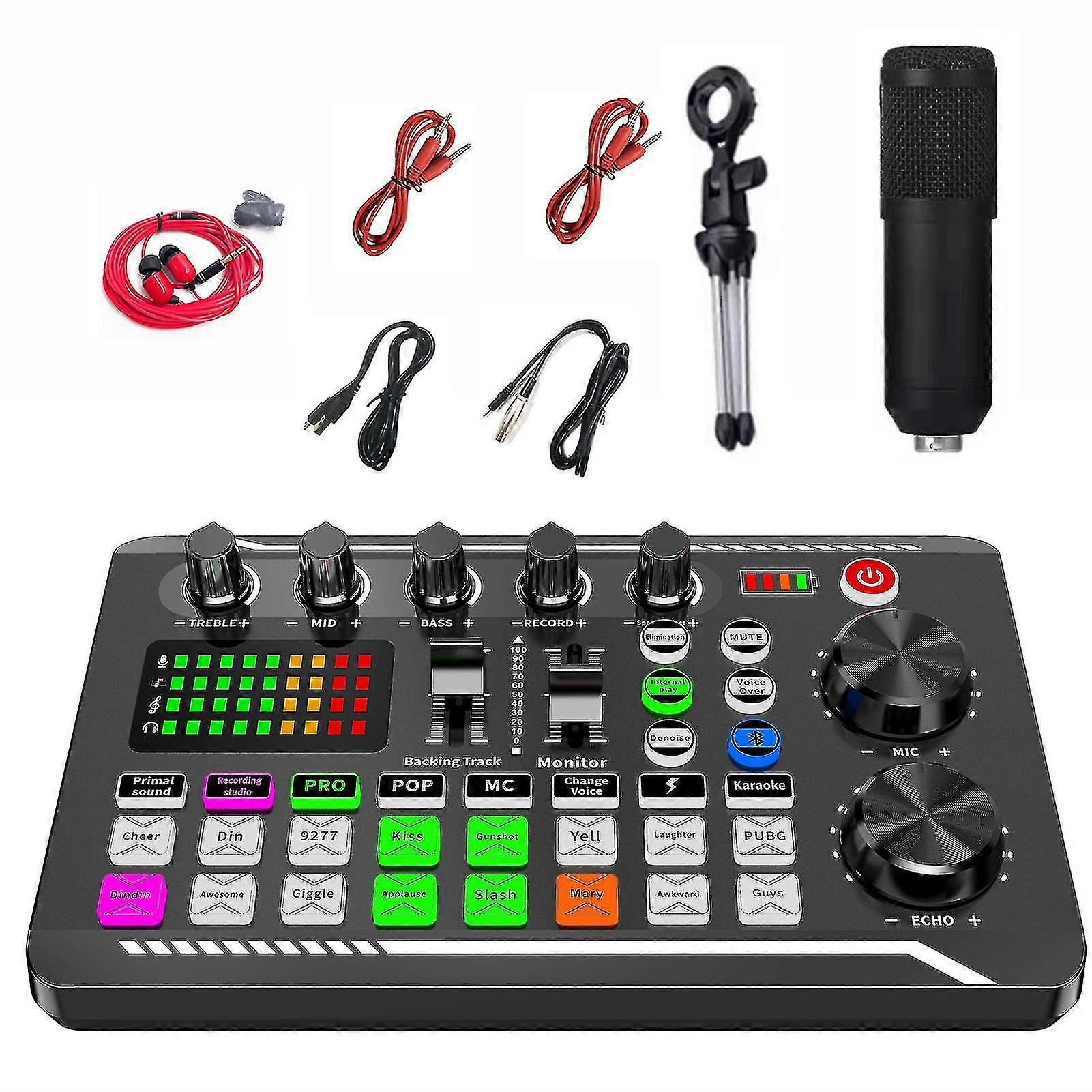 Soundkarten-Kit für Live-Streaming Englische Version Streaming Equipment Bundle Audio Interface Sound DJ Mixer Broadcast für