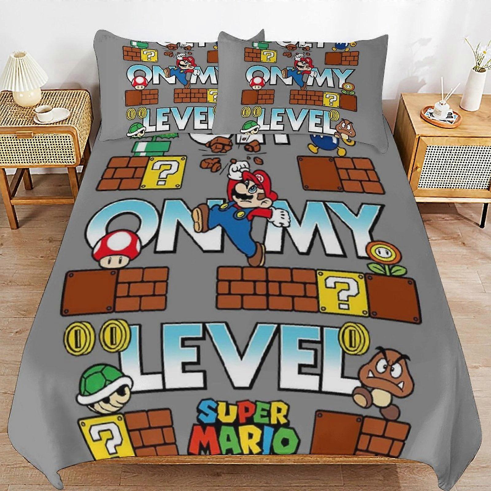 Bedding set JP140 Super Mario 3-Piece Comforter,Super Mario Bedding Set, Soft Microfiber Duvet Cover Set with Zipper Closure TH140
