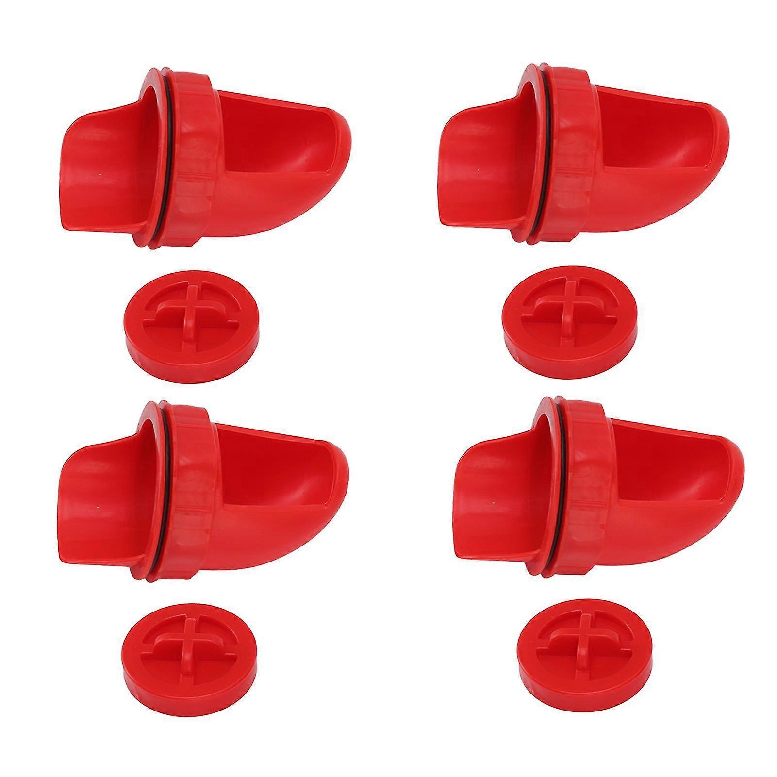 Red Gravity Automatic Chicken Feeder Kit - DIY 4 Sets Rainproof, fits Bins Troughs Barrels