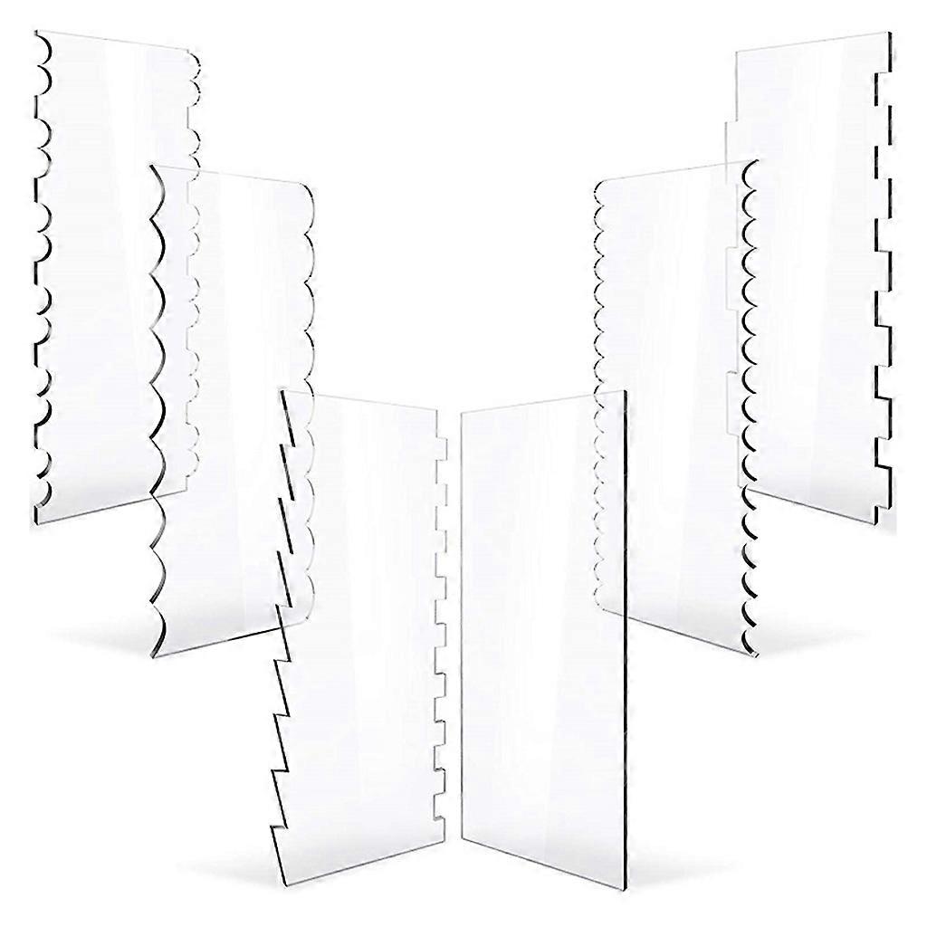 6Pcs Clear Acrylic Cake Scraper Set Decorating Contour Comb Smoother Baking Tool