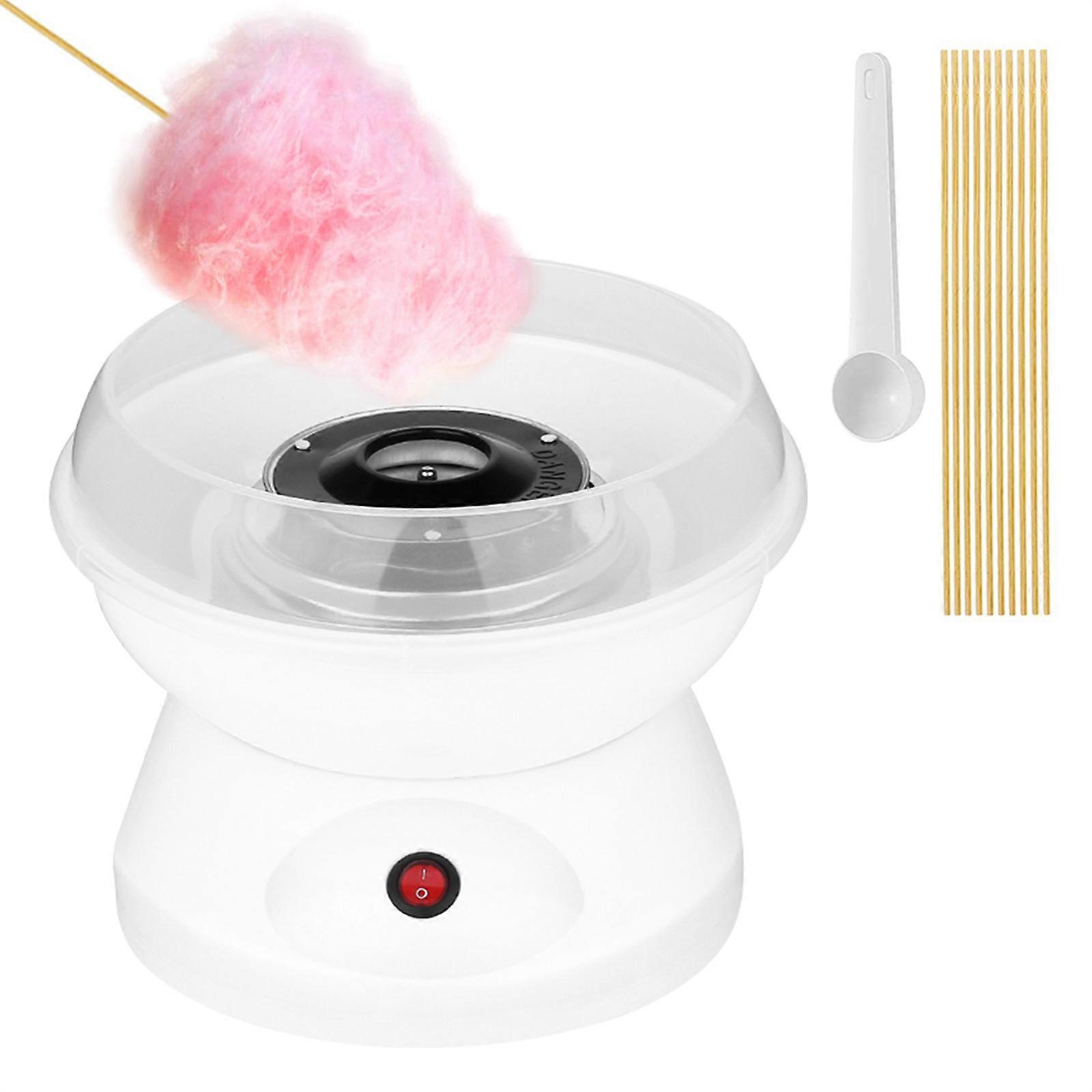 Draagbare suikerspinmachine Desktop suikerspinmaker 450W suikerspinmachine met spatpreventiekom suikerschep 10 stuks snoepstokken voor thuis