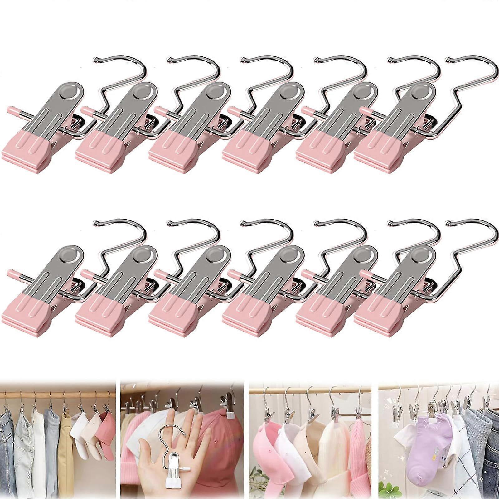 10pcs Anti-Rust Clip Space-Saving Clothespin Hat Pants Storage Hanging Travel Hook