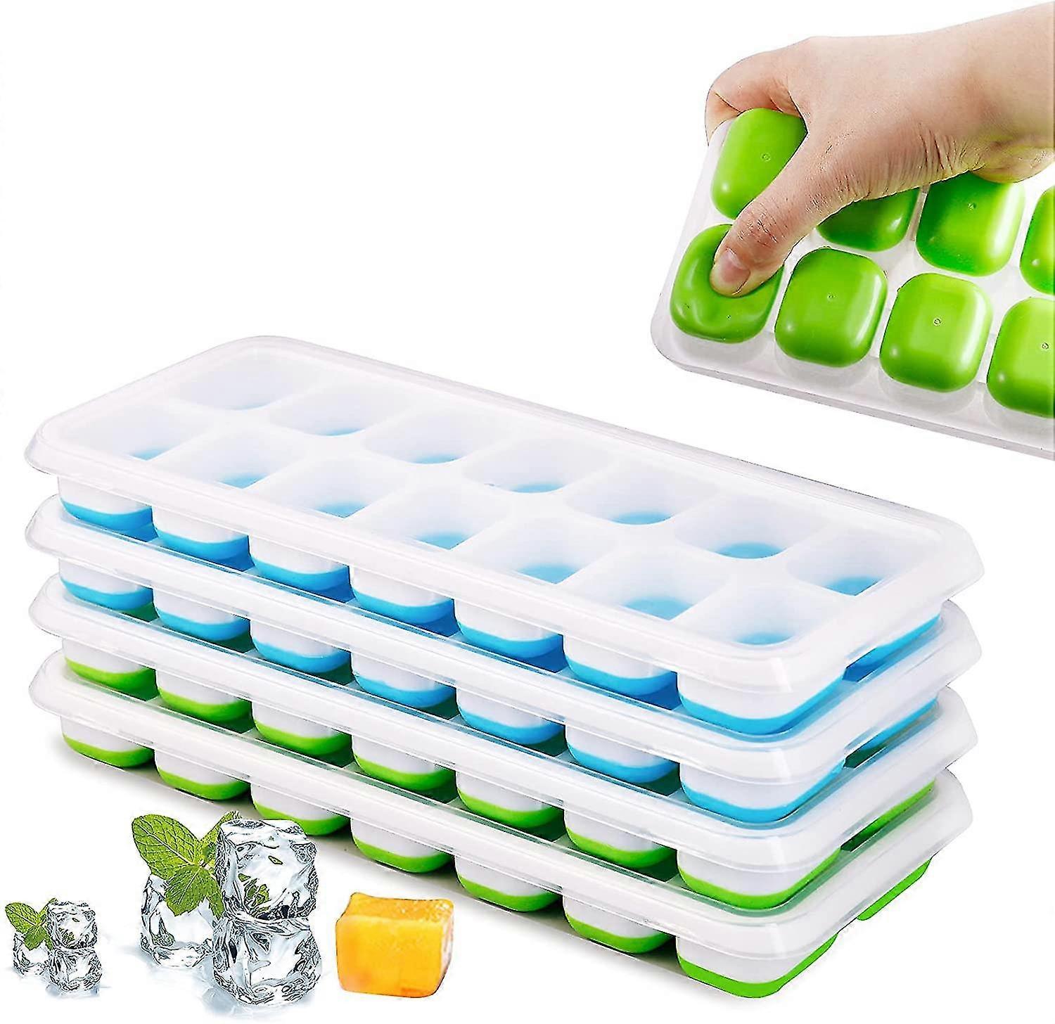Ice Cube Tray, Set Of 4 Ice Cube Mold With Lid, 14 Silicone Ice Cube Tray, Lfgb Certified