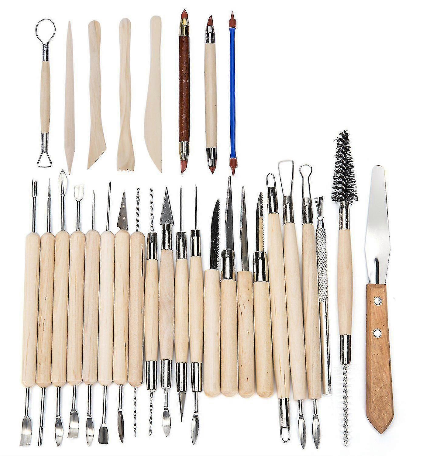 30pcs Clay Sculpting Tools Pottery Carving Tool Set Clay Color Shapers Wooden