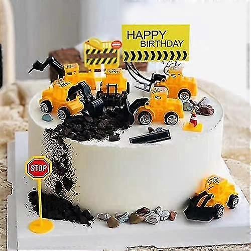 Toppers per torte da costruzione Auto da costruzione Camion Escavatore Decorazioni per torte Veicolo di ingegneria Bomboniere per feste di compleanno Regali  15