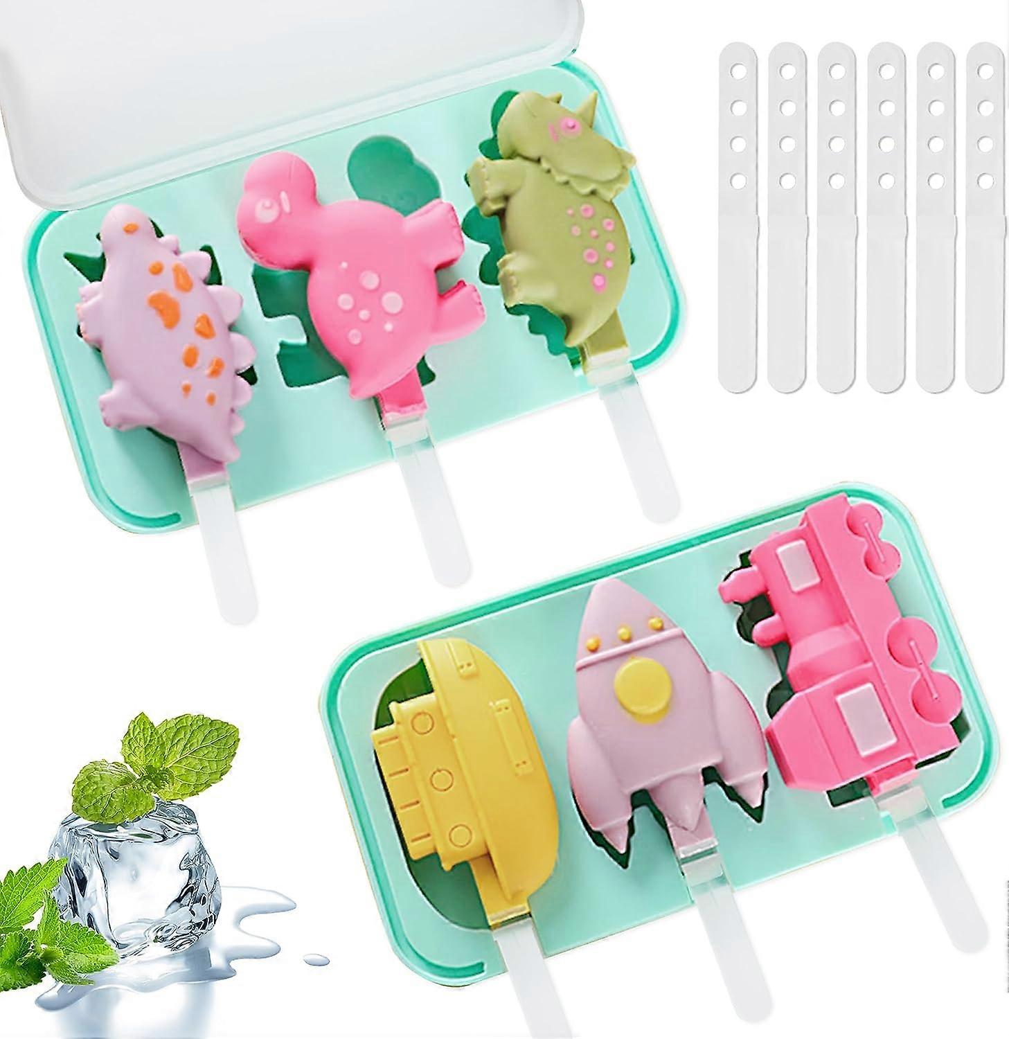 2Pcs 3 Silicone Popsicle Molds, Reusable Popsicle Molds Stick Shape Popsicle Molds