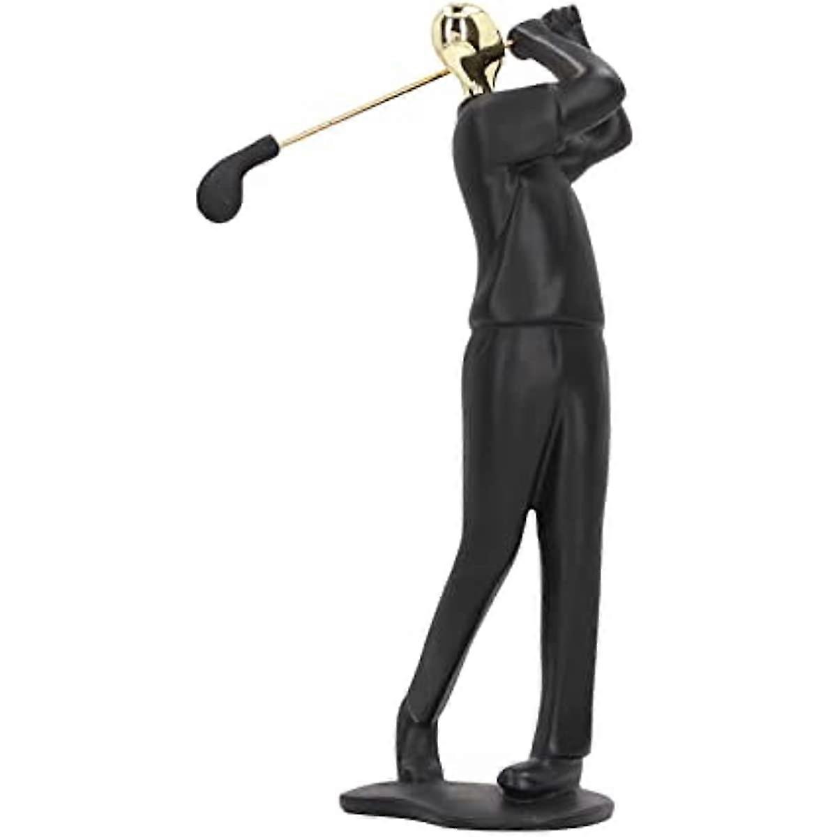 Golfer Figurine Matte Black Beautiful Posture Antislip Base Smoothing Line Golfer Man Statue for Bookshelf Desk Cabinet