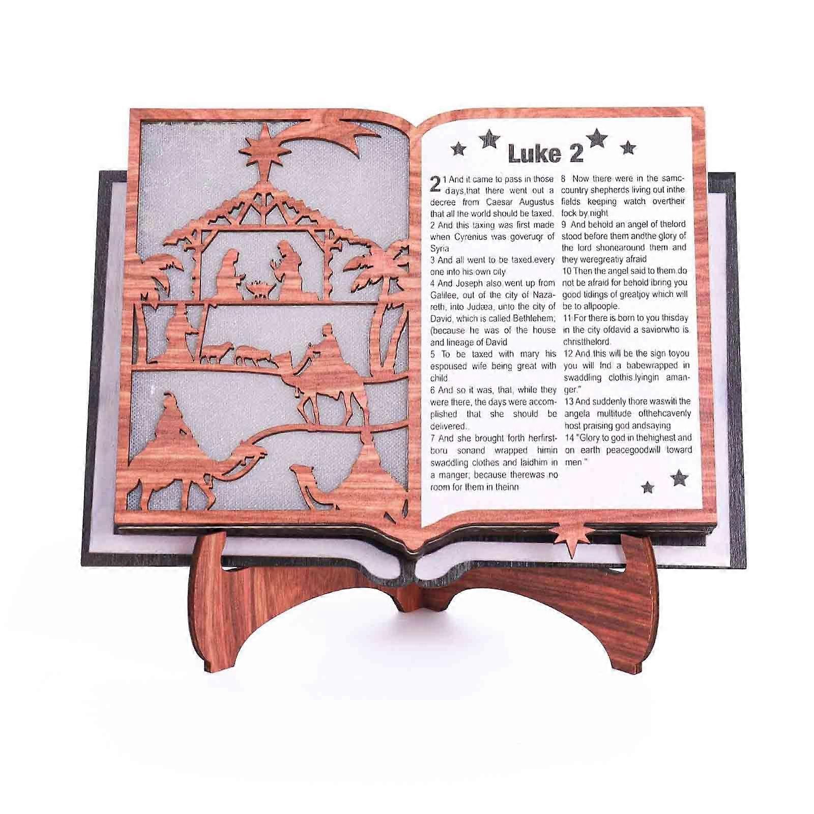 3D Christmas Wooden Nativity Scene Book Display With Light, Nativity Sets for Christmas Indoor, Nativity Set with Figures for Tabletop, Scene Decorati