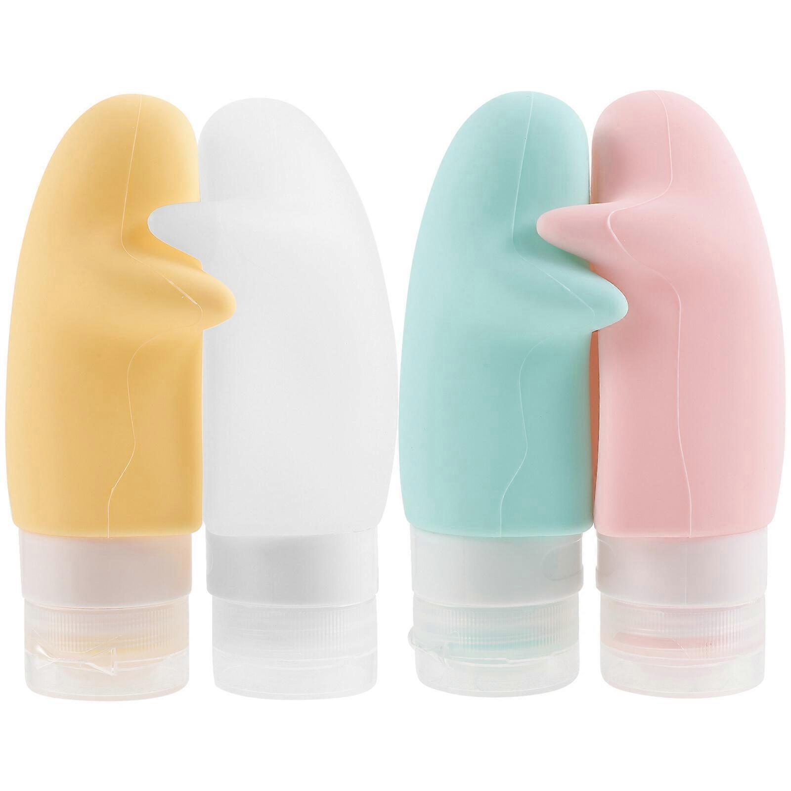 4pcs Empty Bottles Travel Toiletry Dispensers Refillable Cosmetic Squeeze Bottles(90ml)