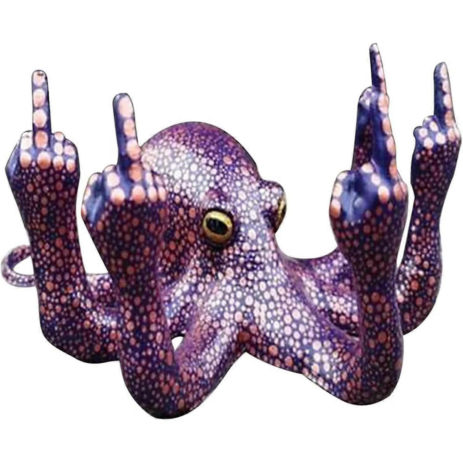 Middle Finger Octopus Statue,Obnoxious Luminous Gesture Octopus
