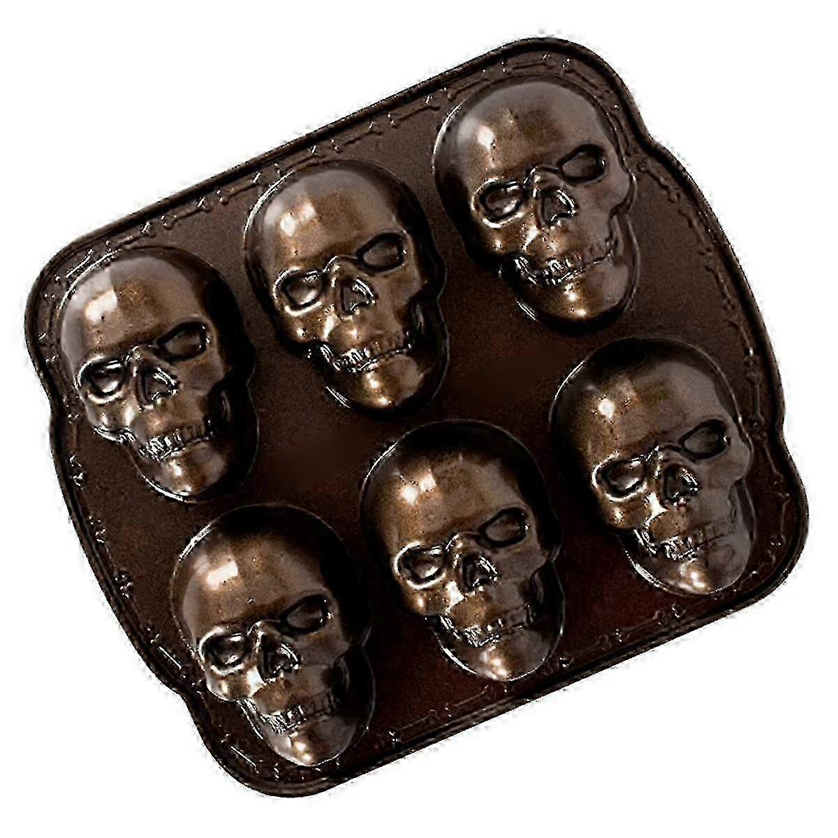 Ware Halloween Bakeware, Haunted Skull Cakelet Pan, Bronze