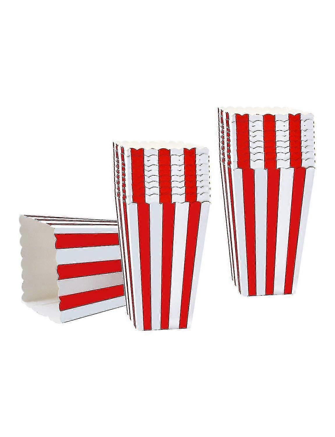 50pcs Popcorn Favor Boxes, Striped Paper Popcorn Boxes Cardboard Candy Container For Birthday Parties