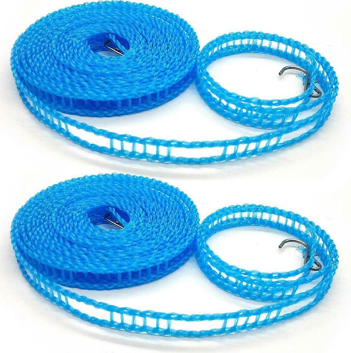 2 Pack Non-Slip Plastic Windproof Washing Lines for Home, Multi-Colour, 5m