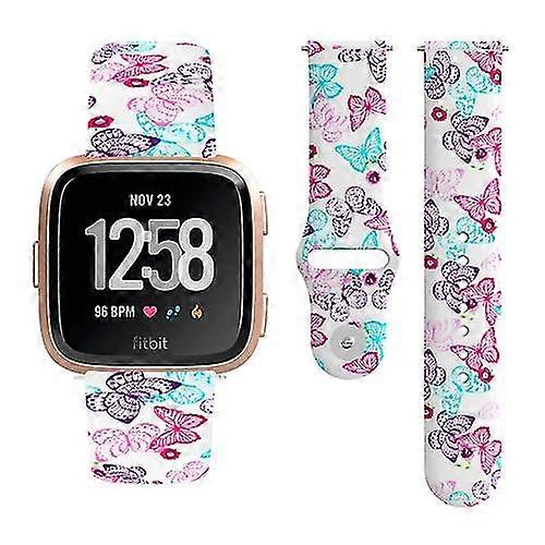 For Fitbit Versa 2 / Lite 22mm Reverse Buckle Printed Silicone Watch Band WIPD